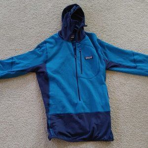 Patagonia hooded baselayer jacket, breathable camping mvp